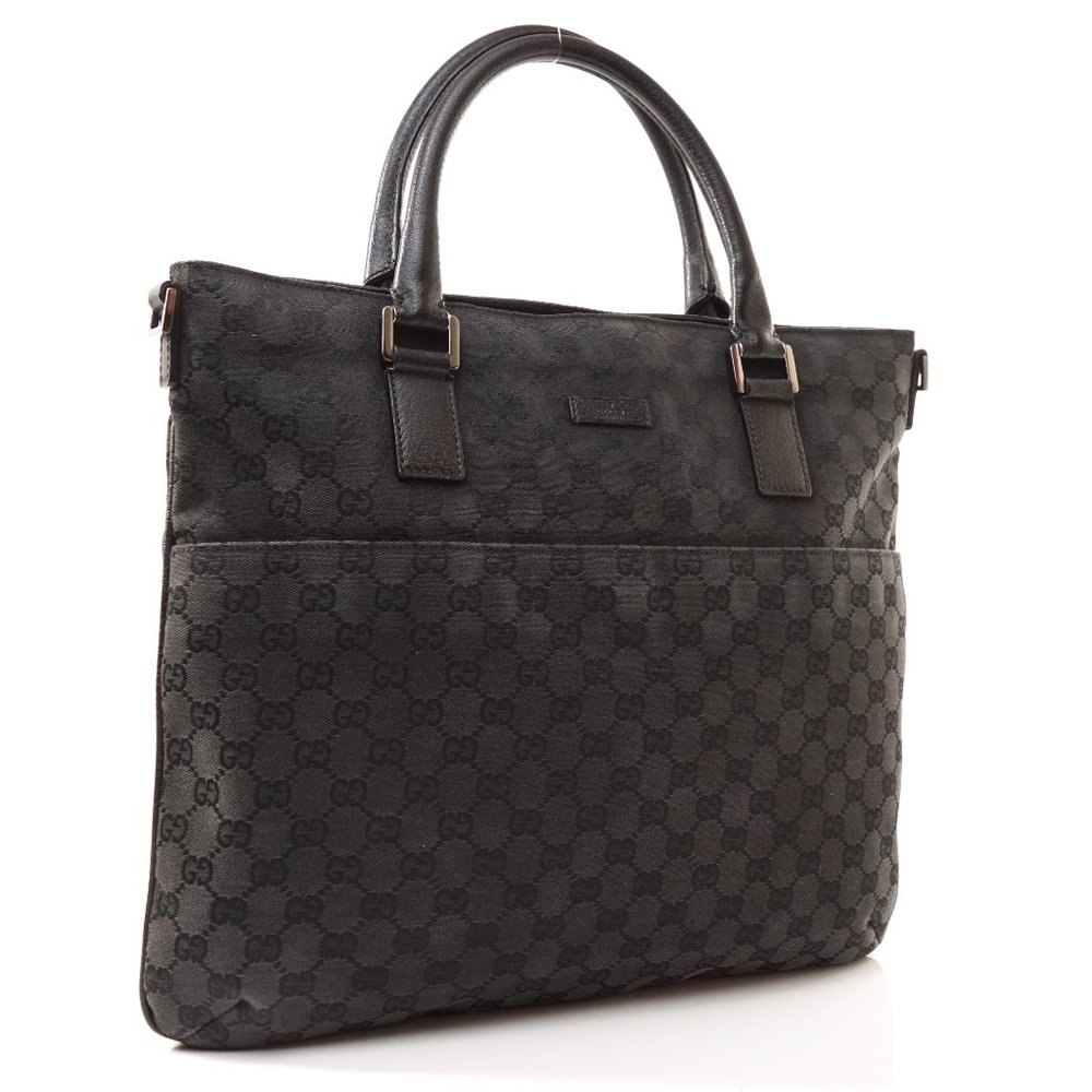 Auth Gucci Gg Tote Bag Black Canvas #N0552C55